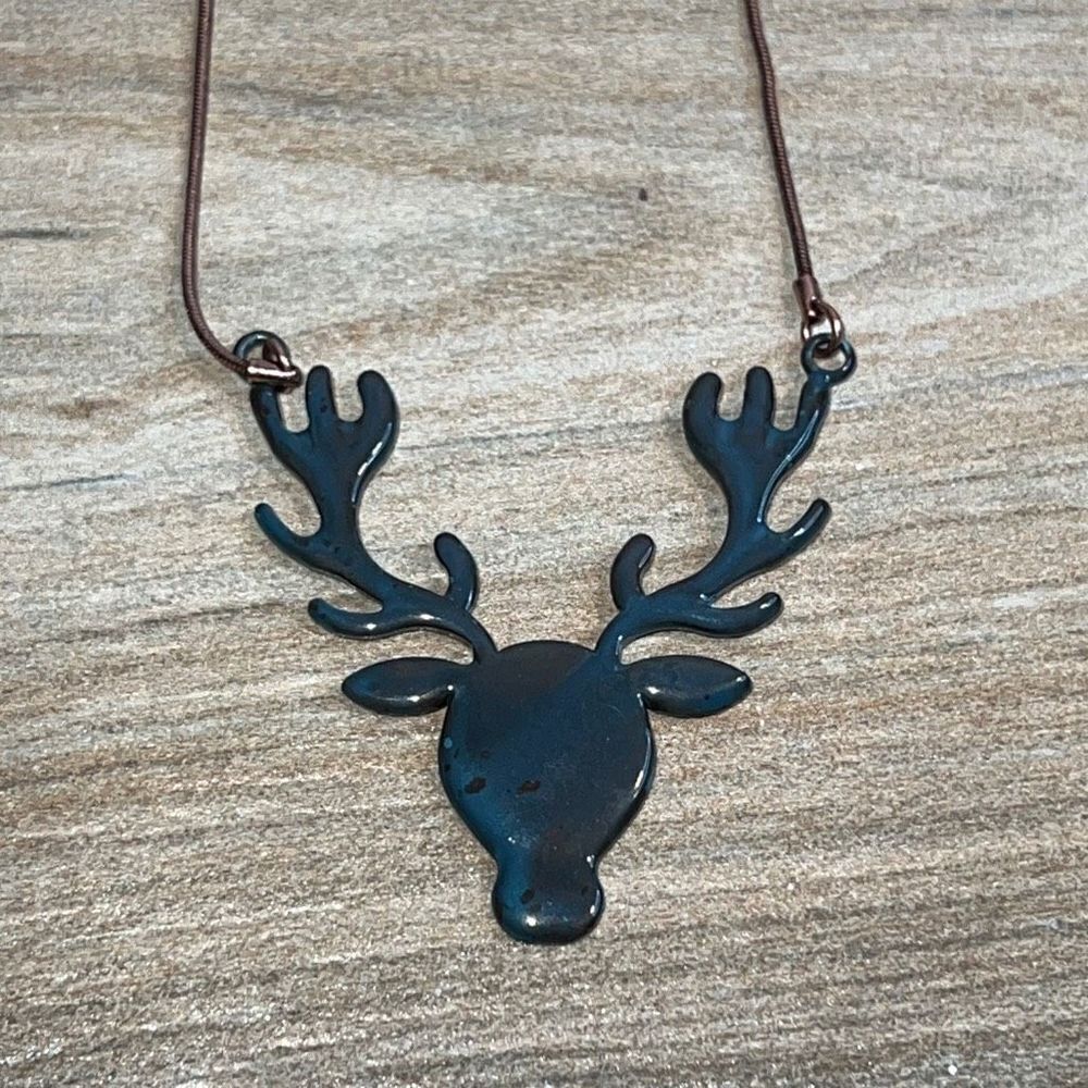 Pilgrim Deer Antlers Necklace On Copper Tone Chain